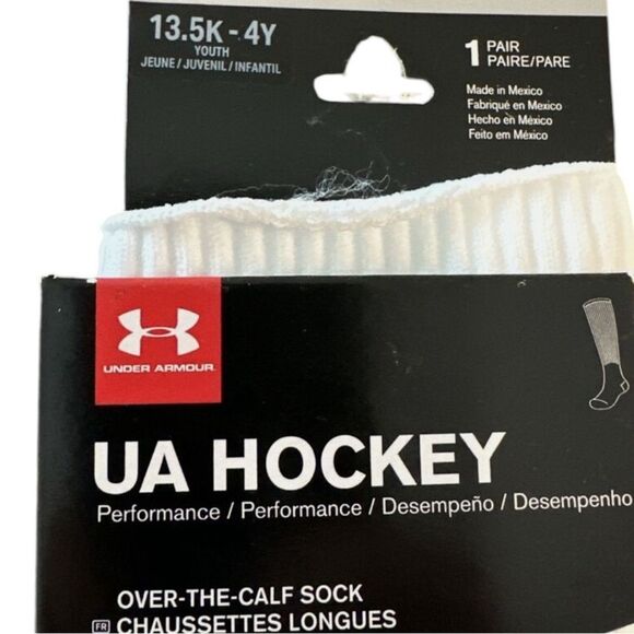 UNDER ARMOUR HOCKEY YOUTH PERFORMANCE OVER THE CALF SOCKS IN LARGE NWT - Picture 2 of 5
